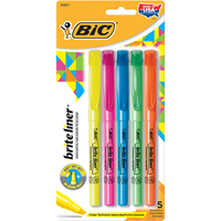 Highlighter Bic Brite Liner 5Pk Assorted