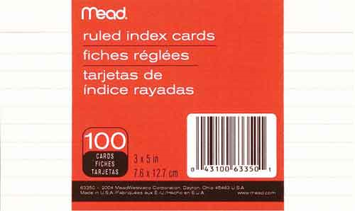Index Cards Mead Ruled 3X5 (SKU 1004115433)
