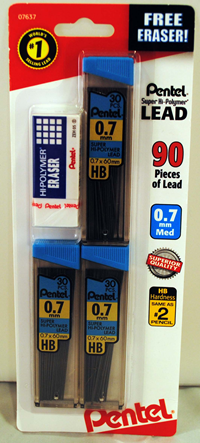 Lead 3Pk With Eraser 0.7Mm