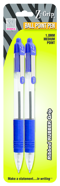 PEN ZEBRA Z-GRIP BALLPOINT PEN RETRACTABLE MEDIUM 2PK